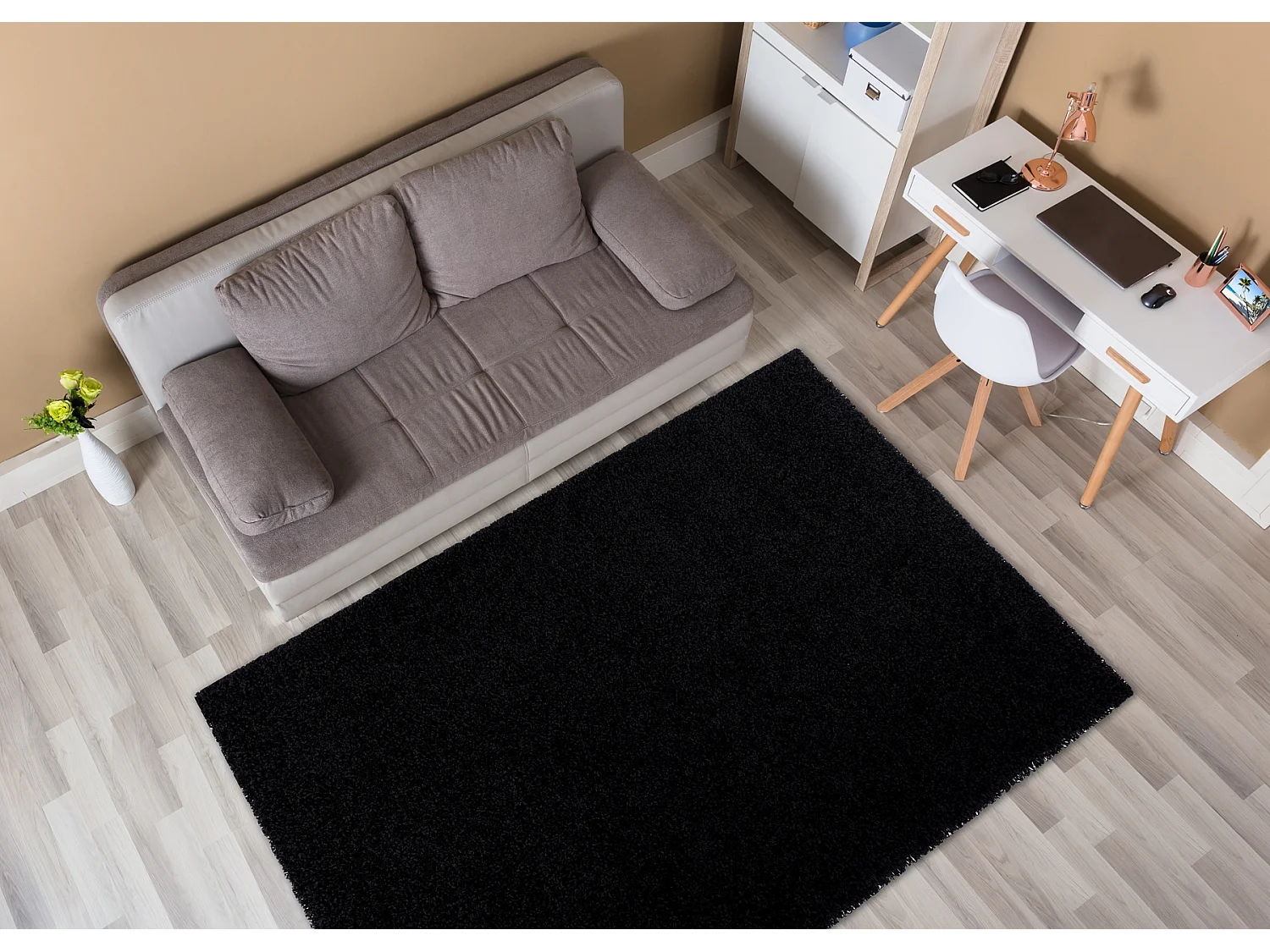 Tapis SOFFI shaggy 5cm noir 80x150 cm