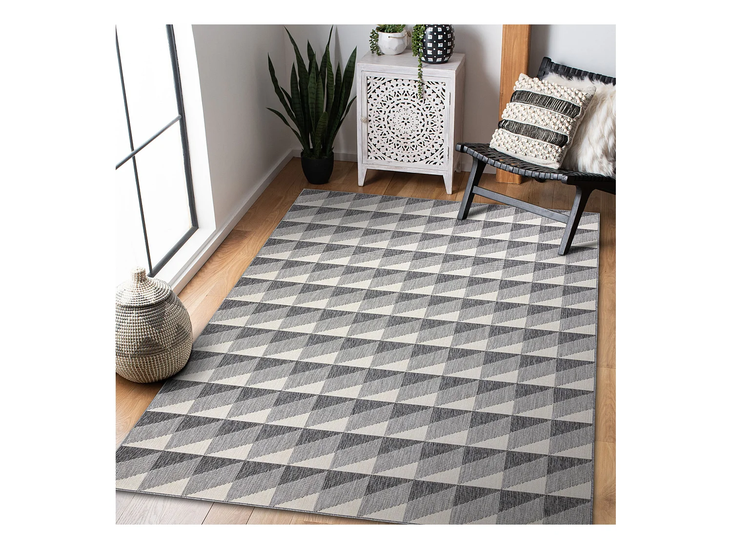 Sisal tapijt SPRING 20406332 Ruit , drieho grijskleuring 200x290 cm