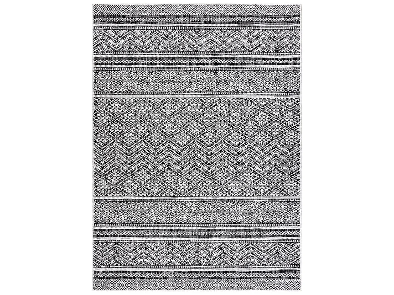 Sisal tapijt SISAL SION Zygzag, Ruit Boho 22168 plat te weven zwart /  200x290 cm