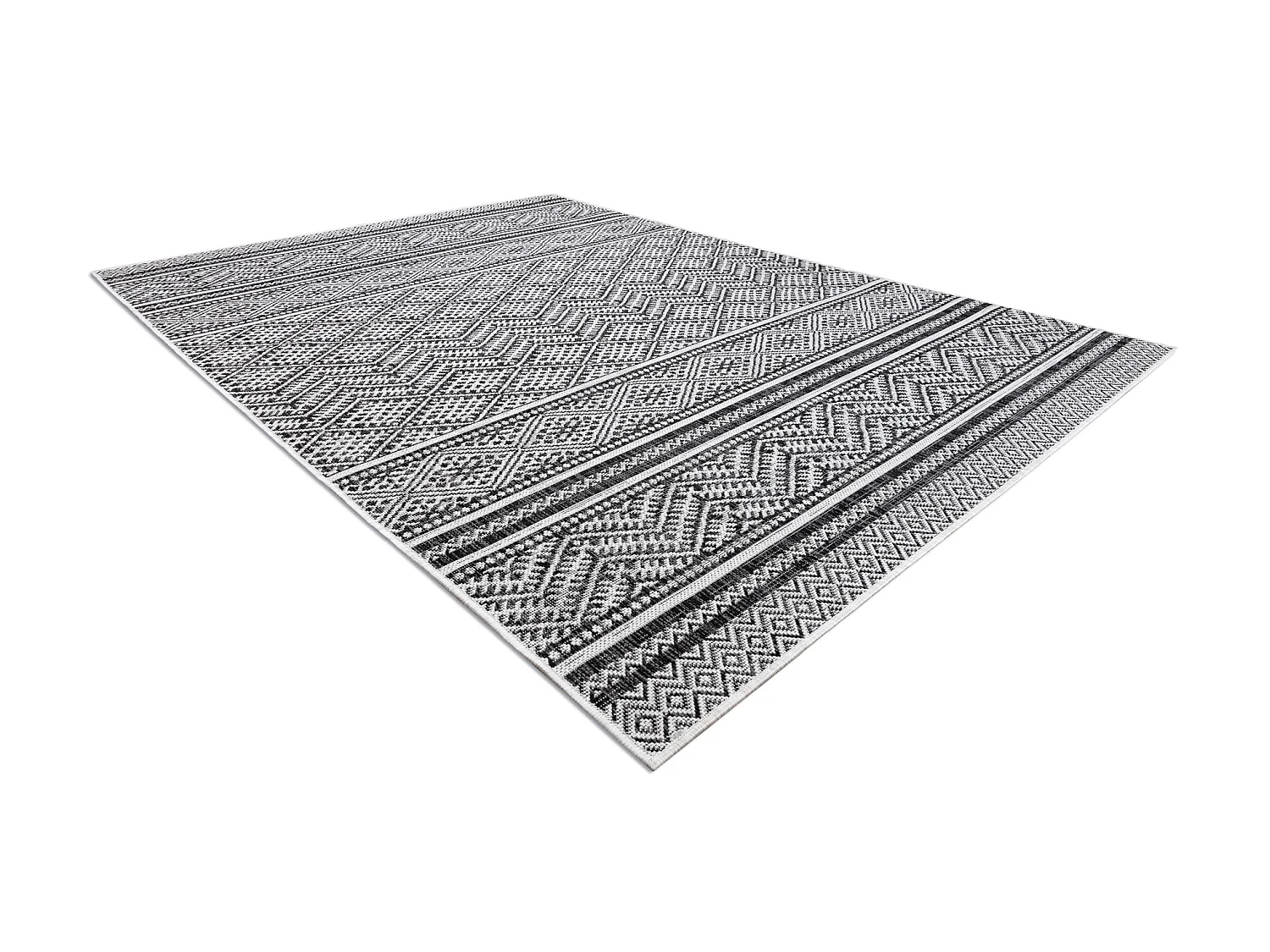 Sisal tapijt SISAL SION Zygzag, Ruit Boho 22168 plat te weven zwart /  200x290 cm