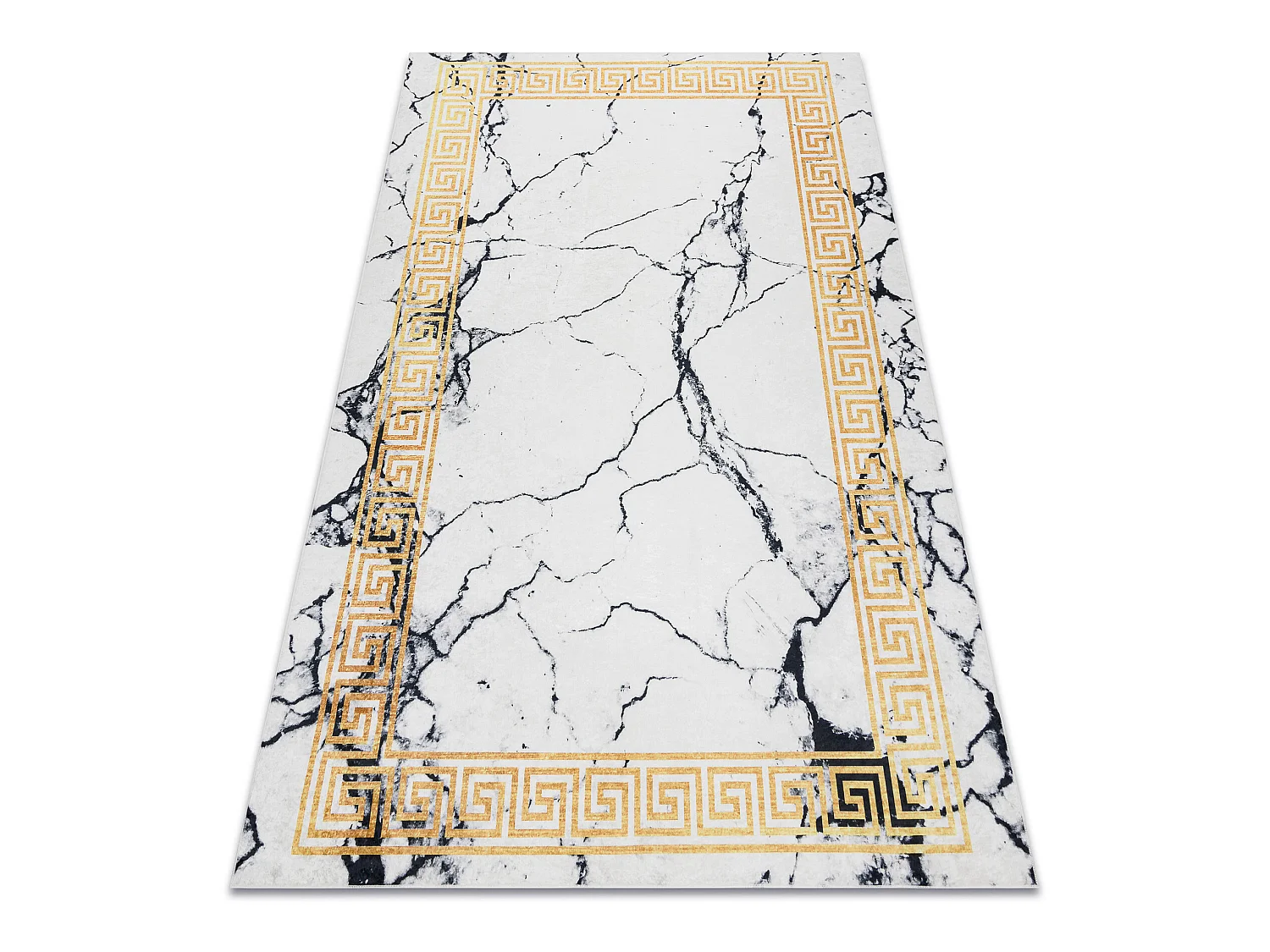 ANDRE 1126 tapijt wasbaar marmer, grieks antislip - wit / goud 120x170 cm