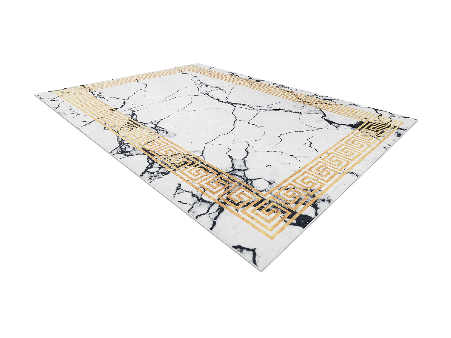 ANDRE 1126 Waschteppich Marmor, griechisch Anti-Rutsch - weiß / gold 120x170 cm