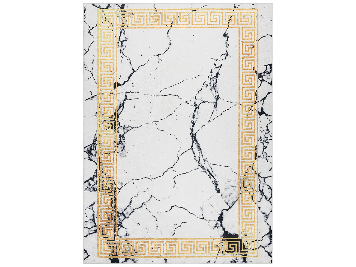 Tapis lavable ANDRE 1126 Marbre, grec antidérapant - blanc / or 120x170 cm