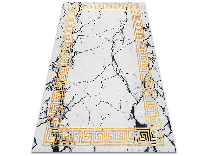 Tapis lavable ANDRE 1126 Marbre, grec antidérapant - blanc / or 120x170 cm