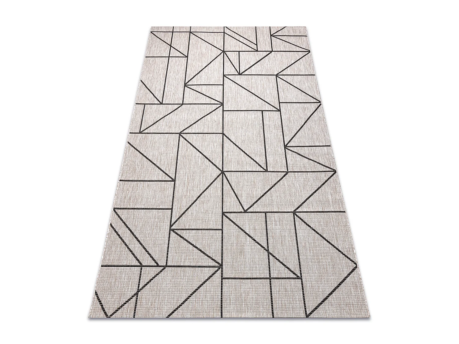 Sisal tapijt SISAL FLOORLUX 20605 zilver / ZWART Driehoek, GEOMETRISCH 160x230 cm