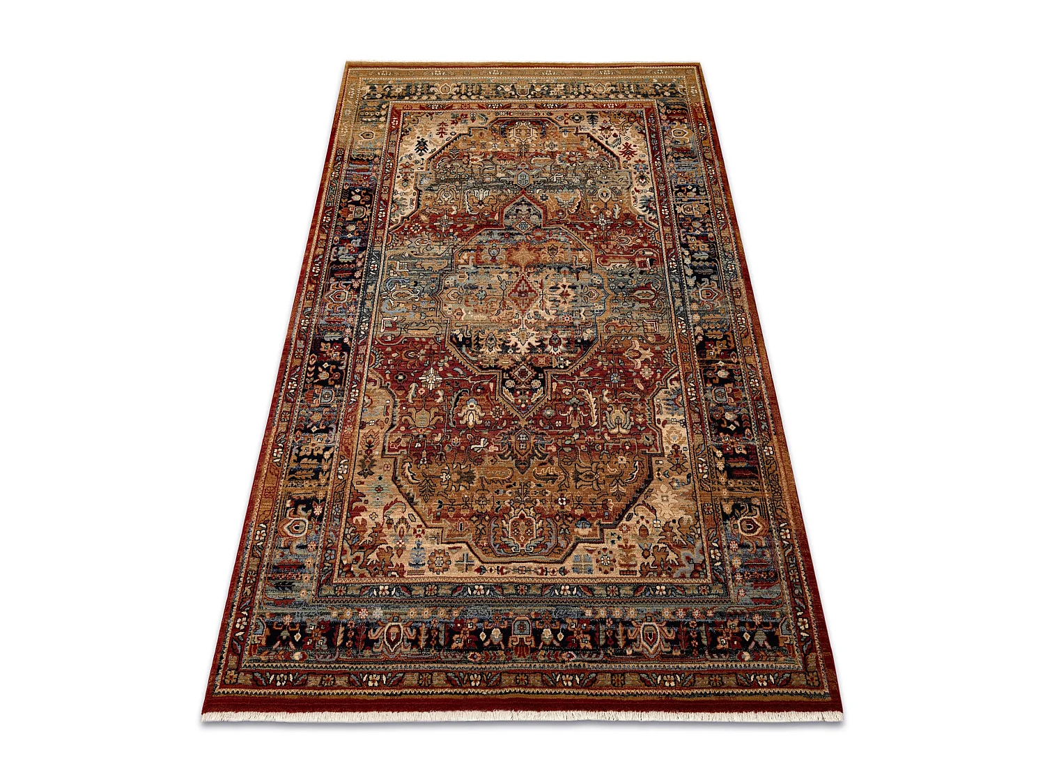 Tapis KESHAN franges, Ornement oriental 7518/53528 beige / bleu foncé 160x230 cm