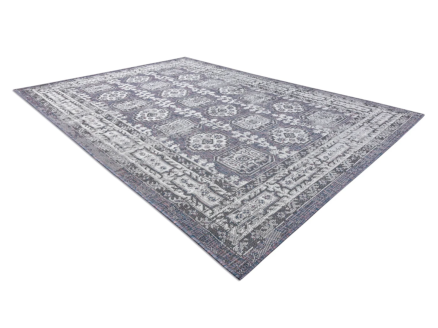 Tapis SIZAL SION Cadre, ornement, vintage 2832 tissé à plat bleu / r 200x290 cm
