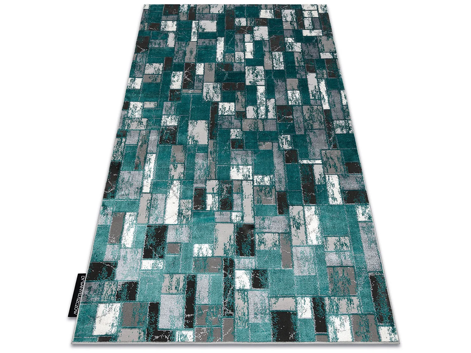 Modern DELUXE tapijt 6768 Geometrisch - structuurgroen / antraciet  120x170 cm