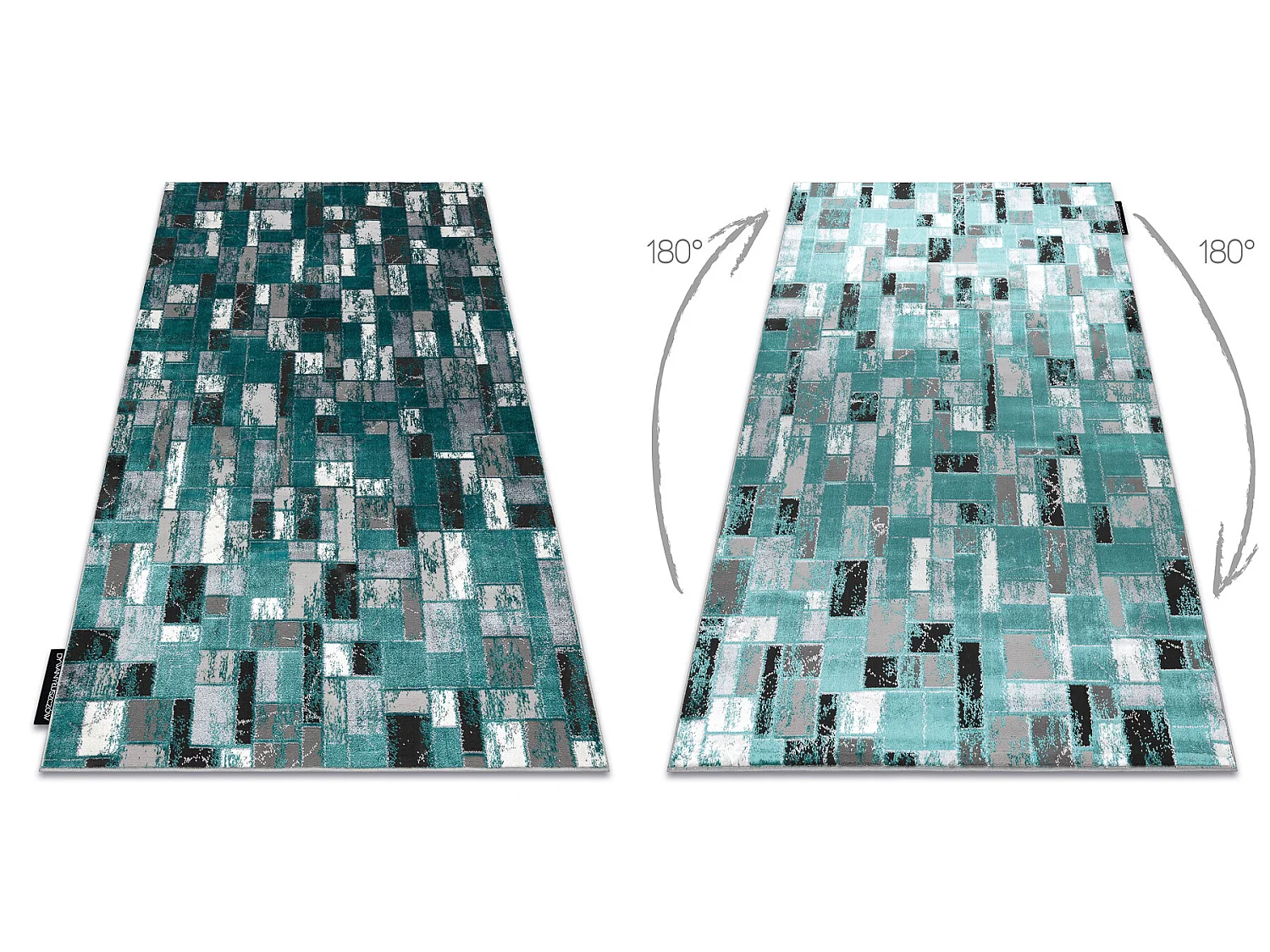 Modern DELUXE tapijt 6768 Geometrisch - structuurgroen / antraciet  120x170 cm