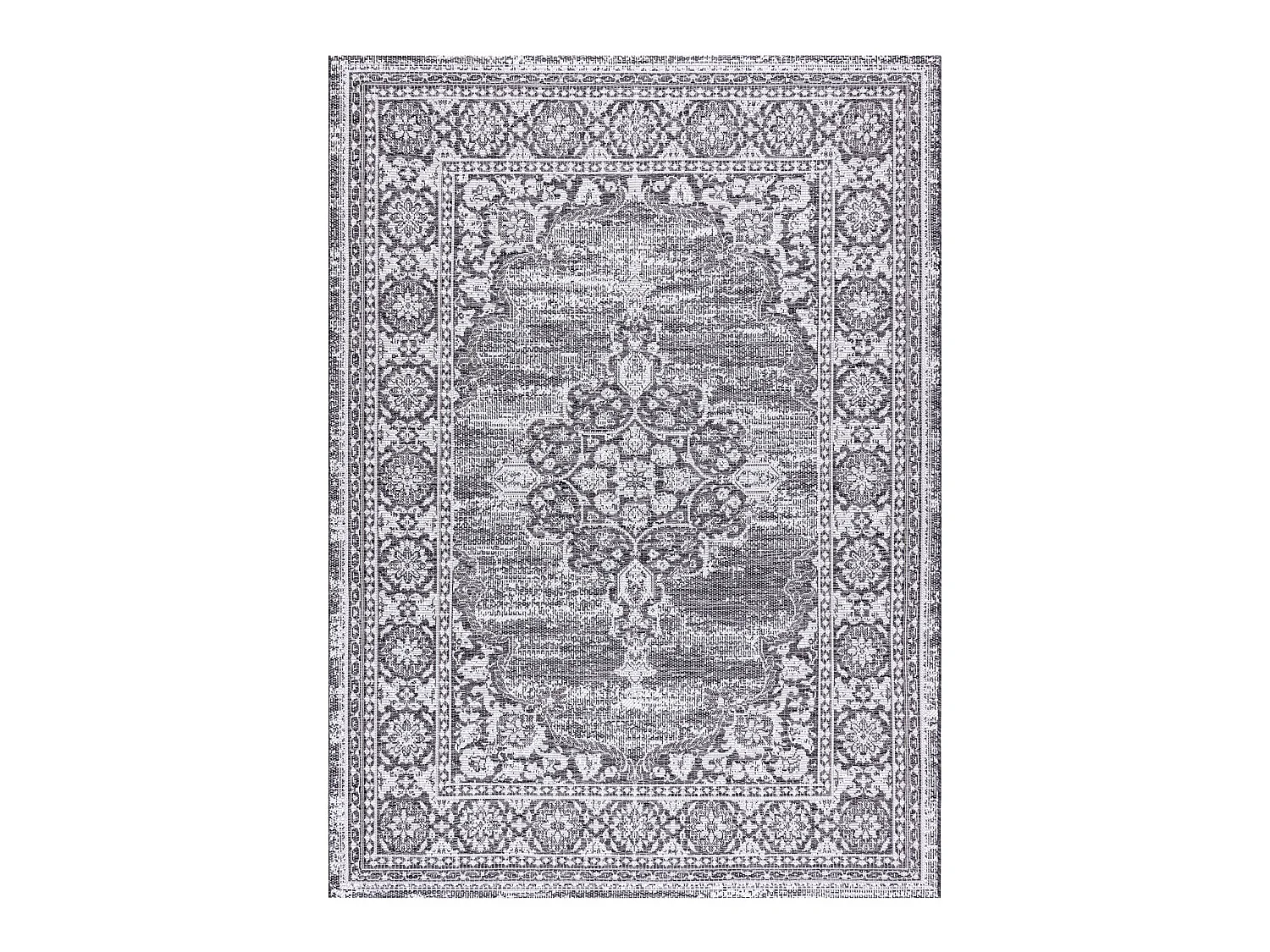 Sisal tapijt SISAL LOFT 21213 Ornament blauw / zilver / zwartkleuring 160x230 cm