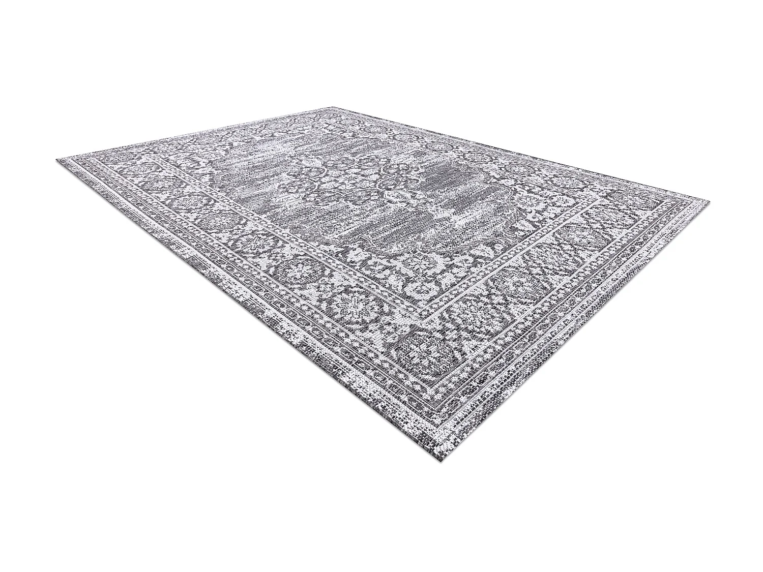 Sisal tapijt SISAL LOFT 21213 Ornament blauw / zilver / zwartkleuring 160x230 cm