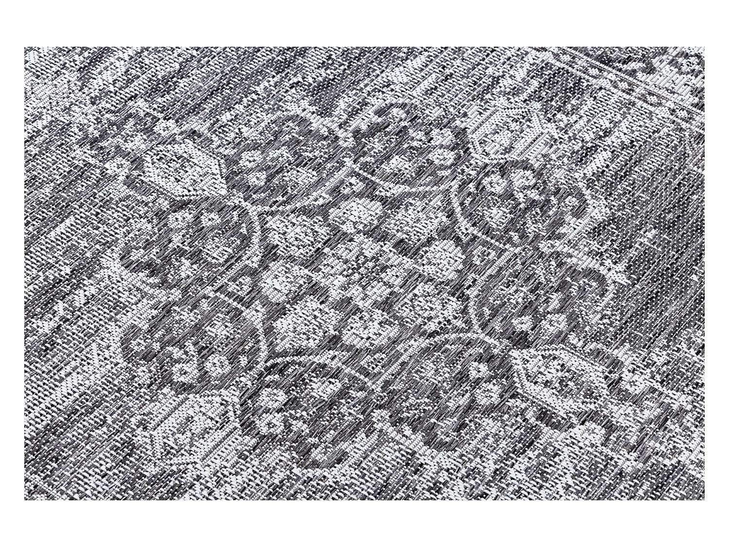 Sisal tapijt SISAL LOFT 21213 Ornament blauw / zilver / zwartkleuring 160x230 cm