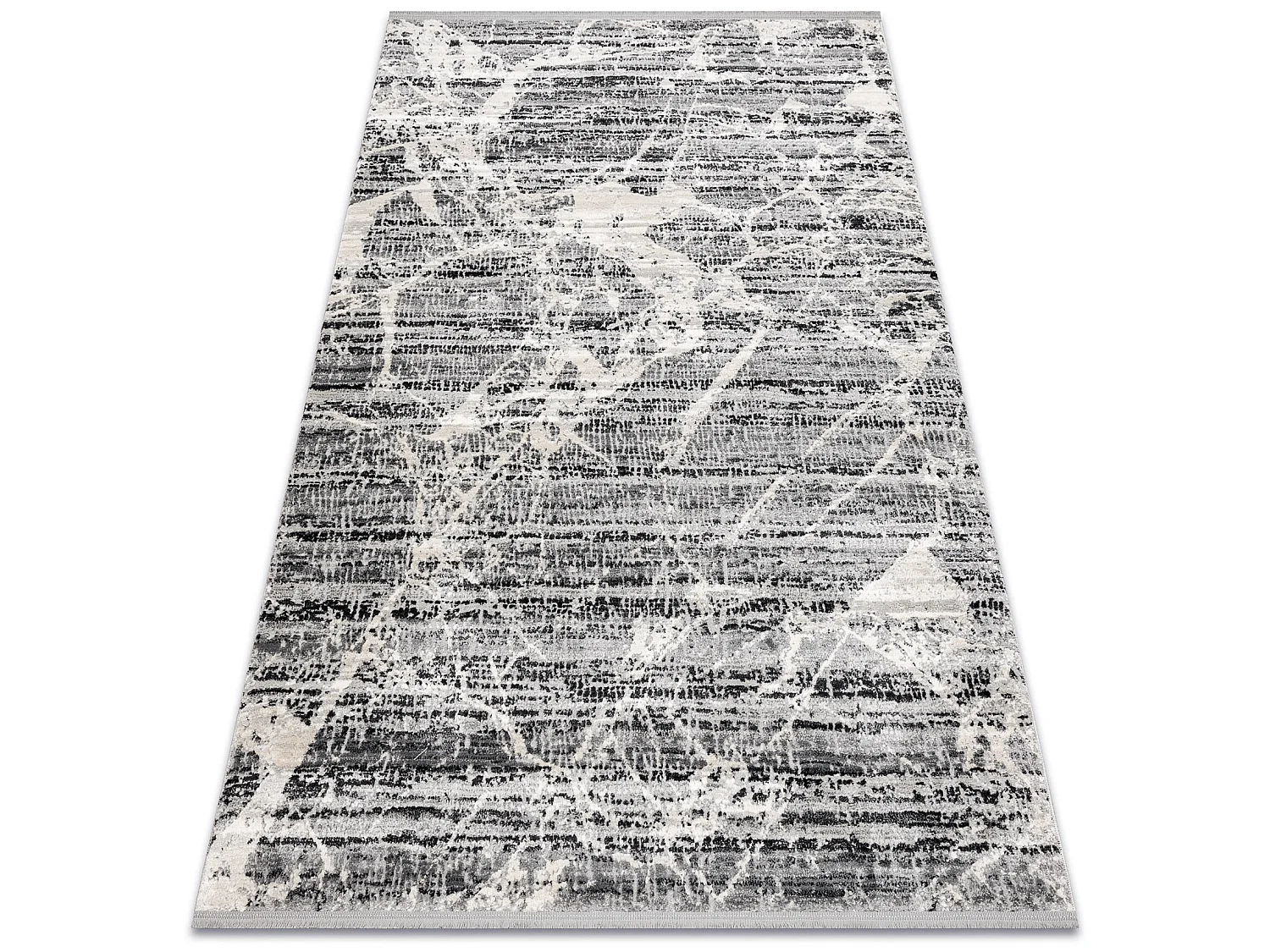 Tapis TULS structural, franges 51322 moderne, Marbre gris / ivoire 140x190 cm