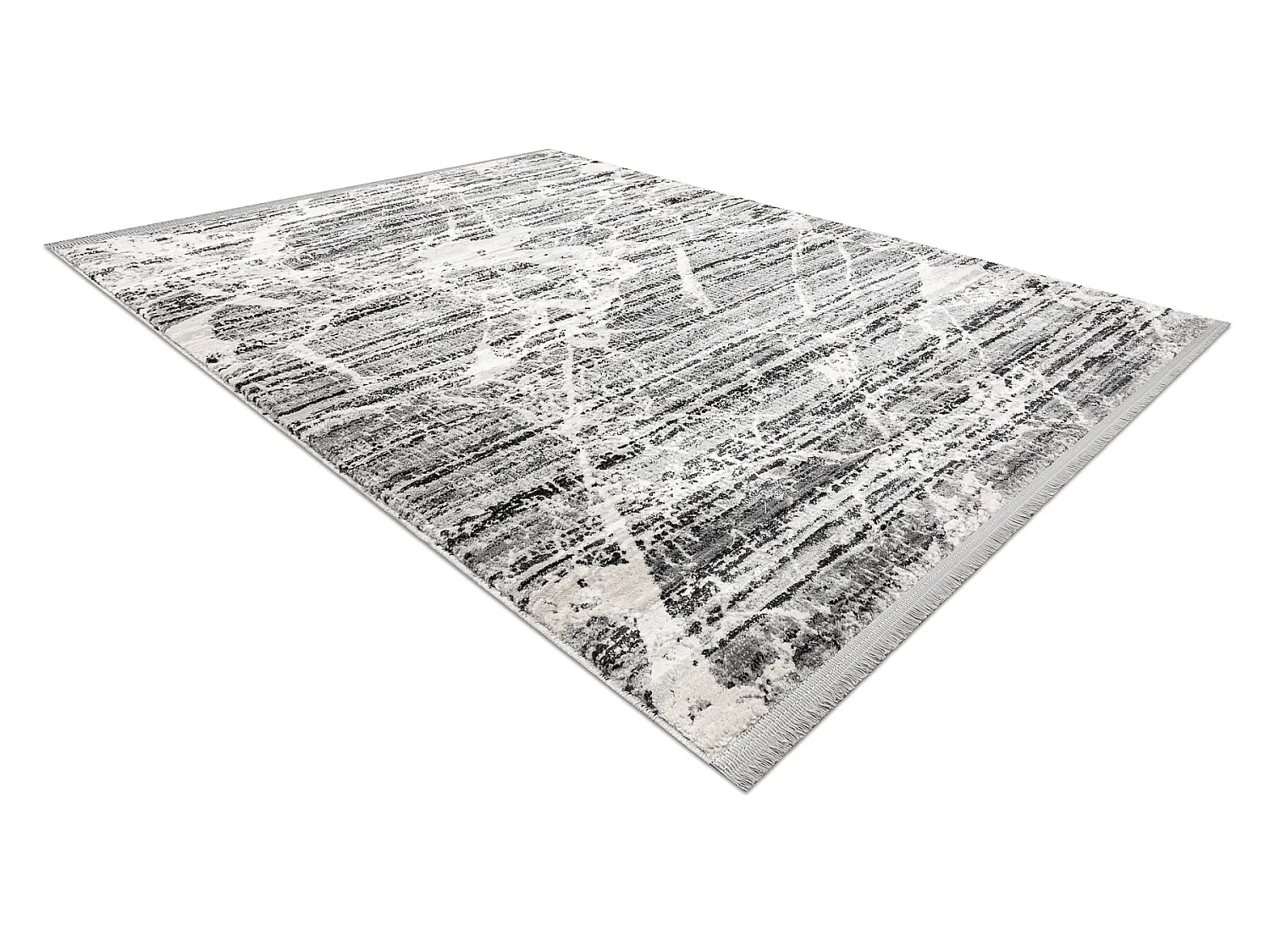 Tapis TULS structural, franges 51322 moderne, Marbre gris / ivoire 140x190 cm