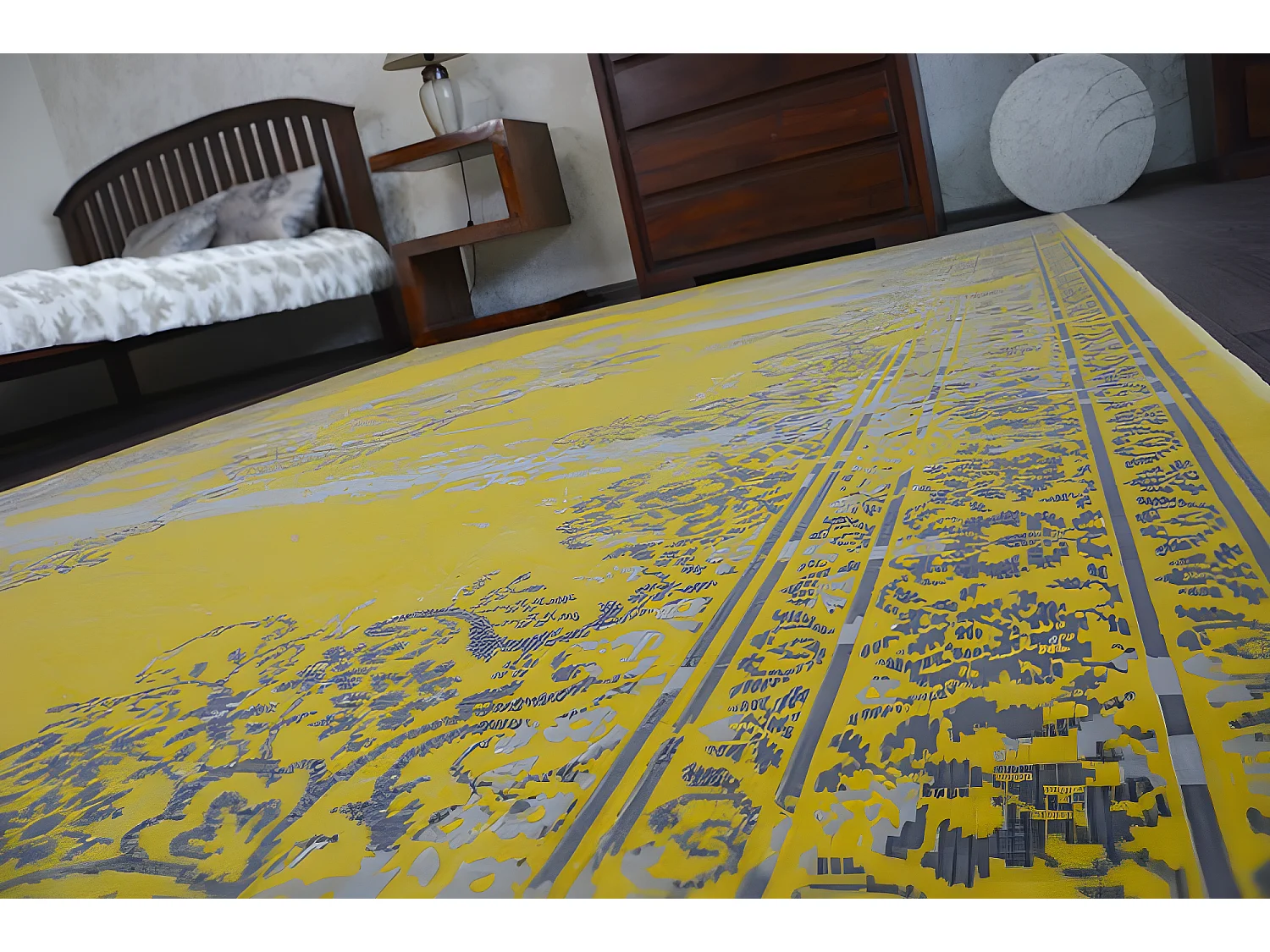 Tapis Vintage Rosette 22206/025 jaune 200x290 cm