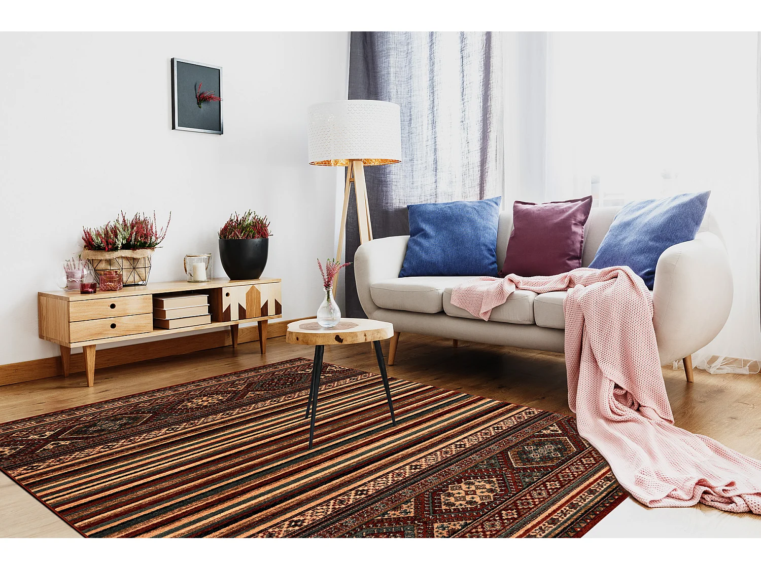 Tapis en laine KASHQAI 4356 300 ethnique bordeaux 135x200 cm