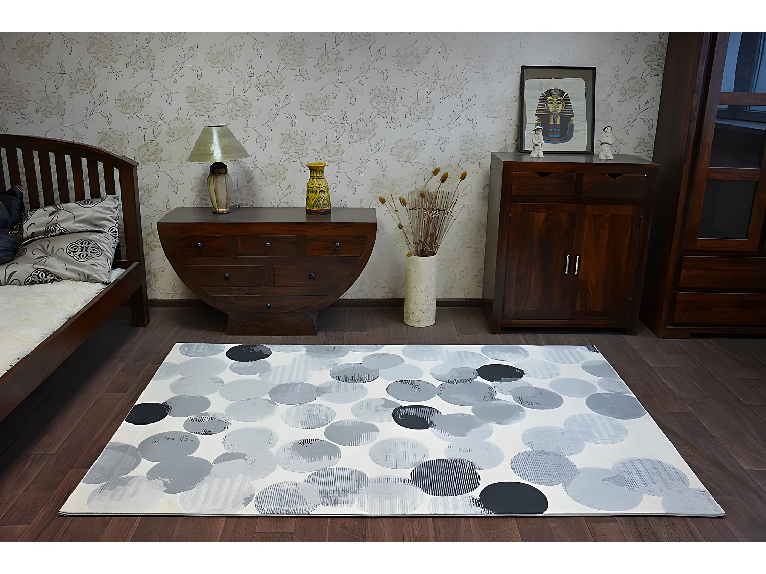 Tapijt SCANDI 18461/752 - bolvlas wivlas crème grijskleuring zwart 140x200 cm