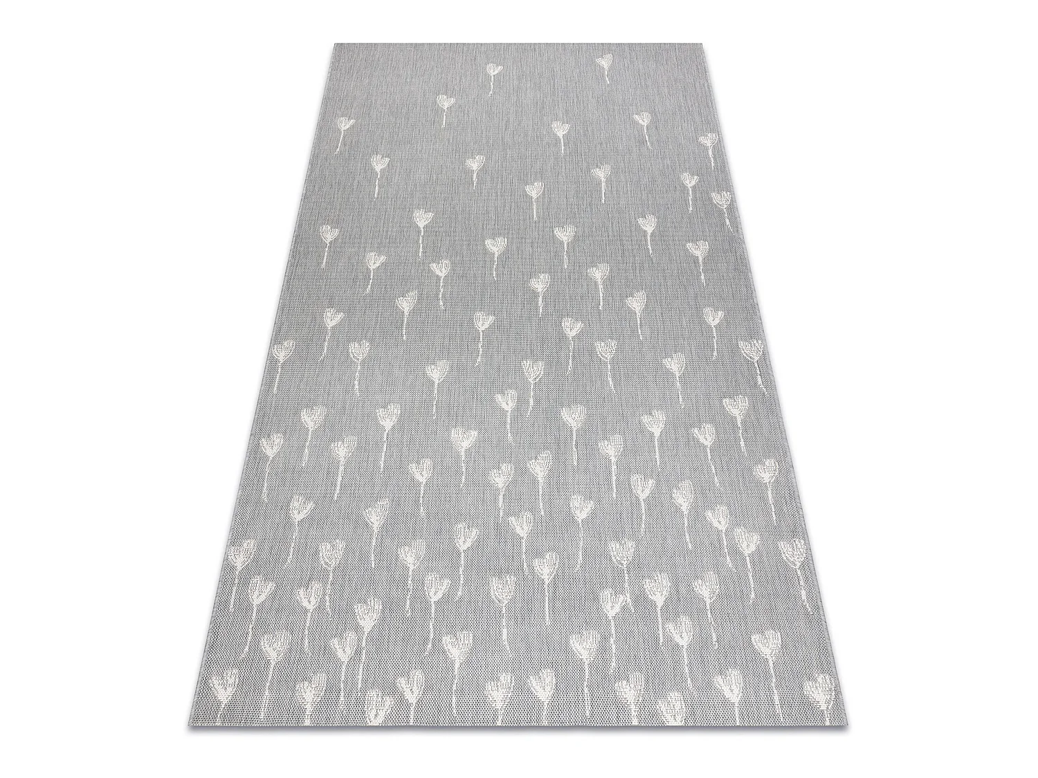 Tapis EN CORDE SIZAL FLAT 48779/637 Fleurettes gris crème  160x230 cm