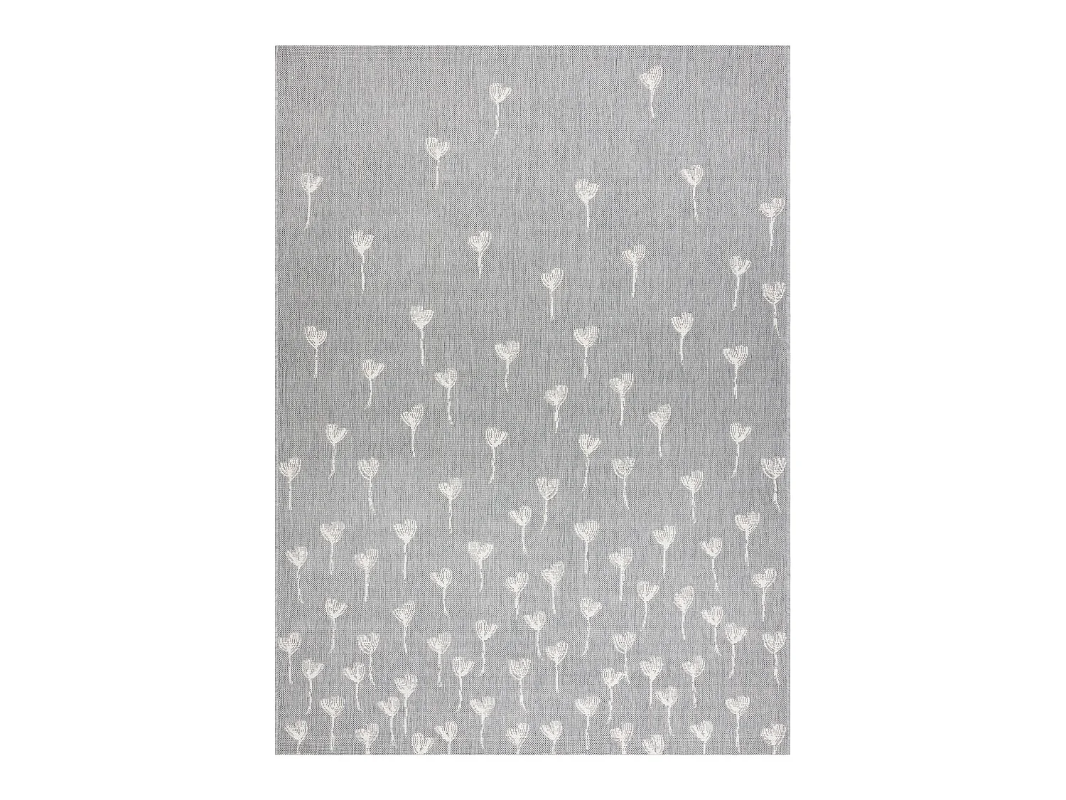 Tapis EN CORDE SIZAL FLAT 48779/637 Fleurettes gris crème  160x230 cm