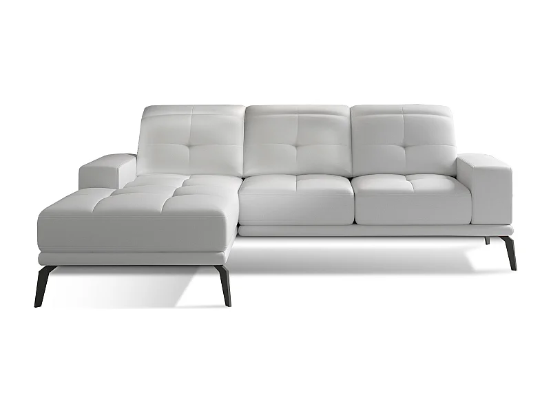 Canapé d'angle gauche 5 places simili cuir blanc Torpille 265cm