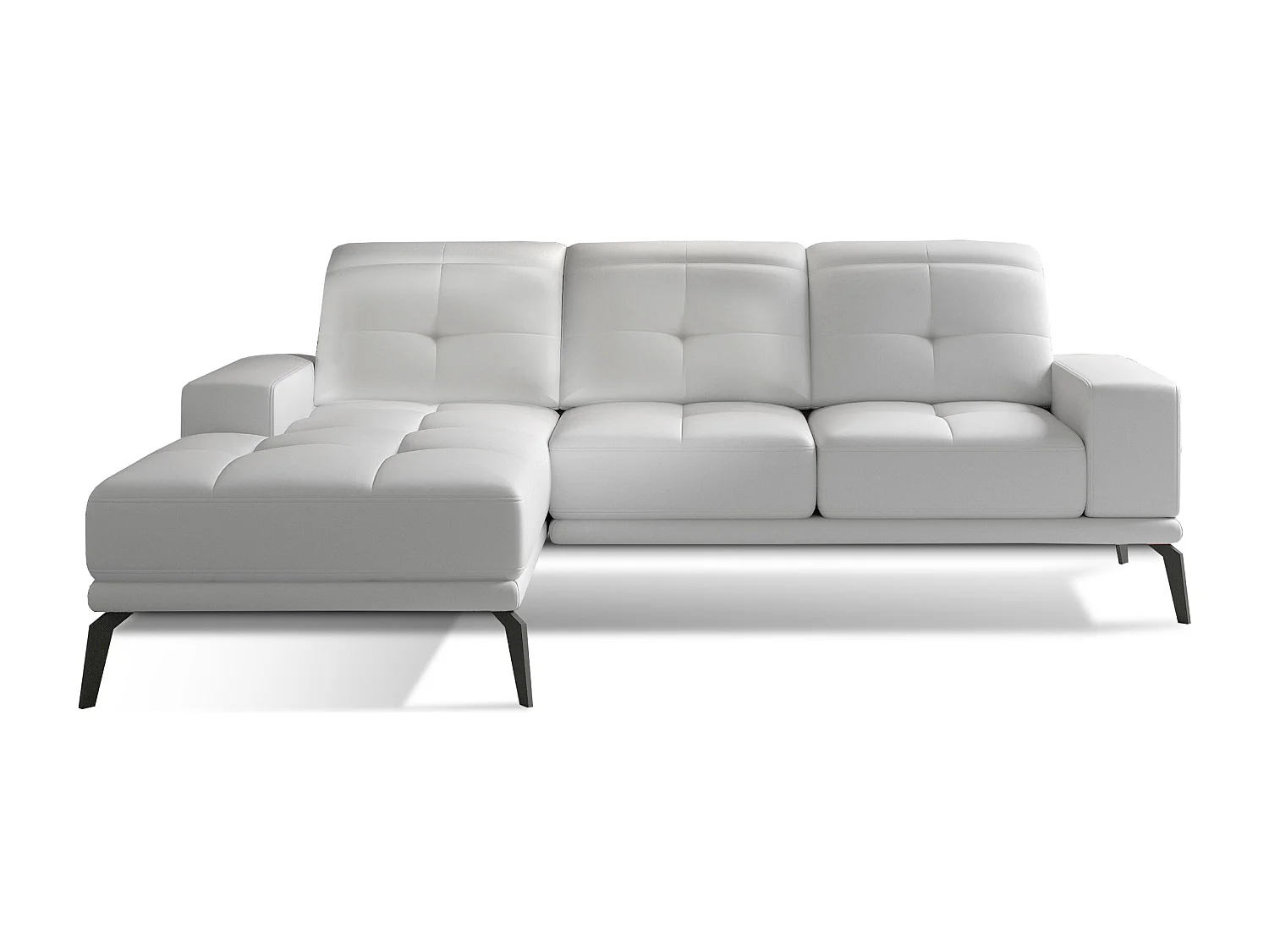 Canapé d'angle gauche 5 places simili cuir blanc Torpille 265cm