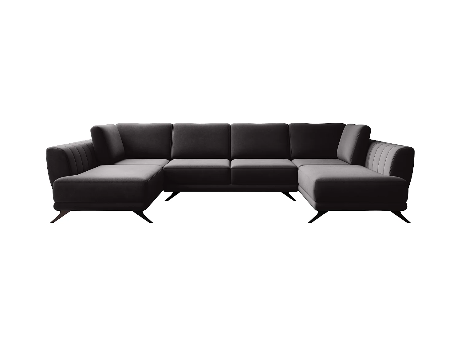Canapé d'angle panoramique 6 places velours marron Largos 362cm