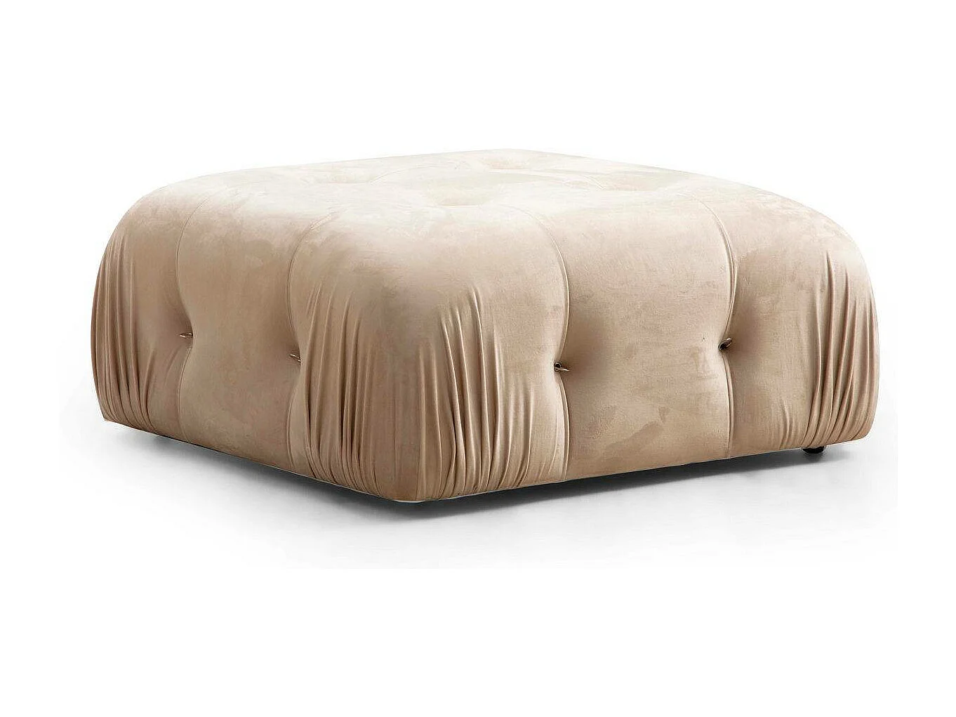 Canapé d'angle modulable velours Bubble-Couleur Beige clair