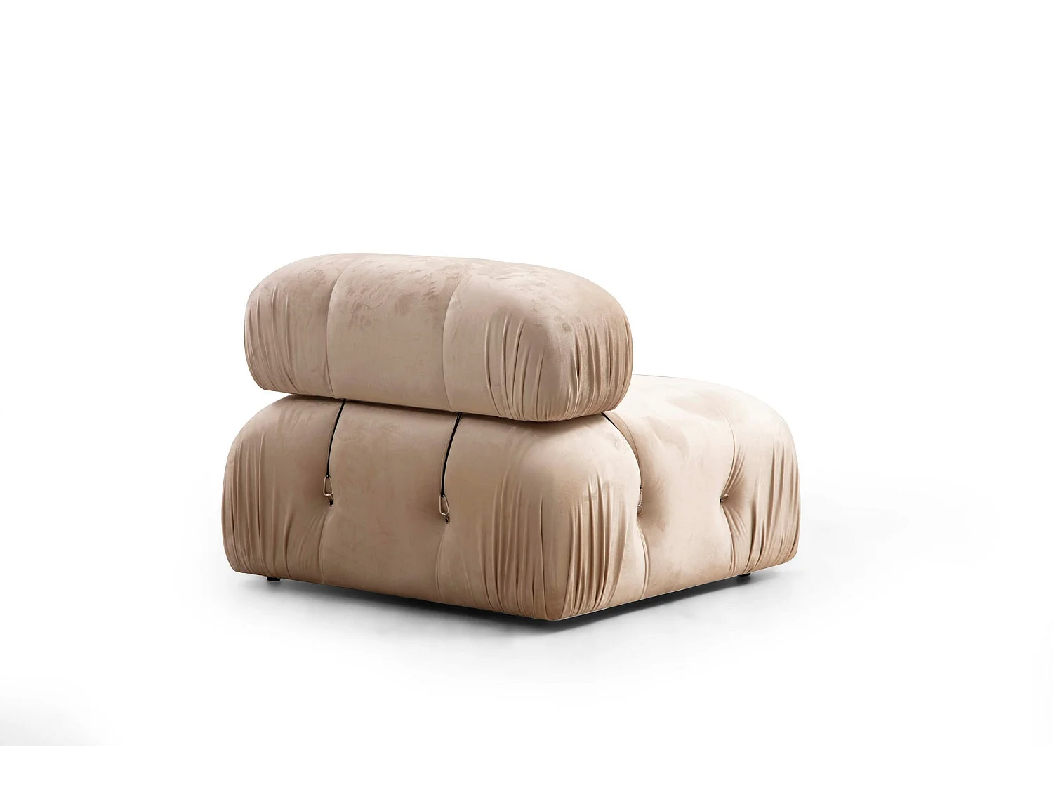 Canapé d'angle modulable velours Bubble-Couleur Beige clair