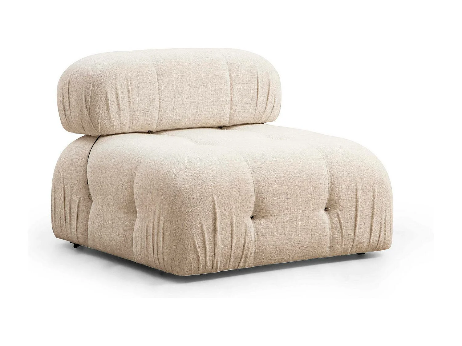 Canapé d'angle modulable velours Bubble-Couleur Crème