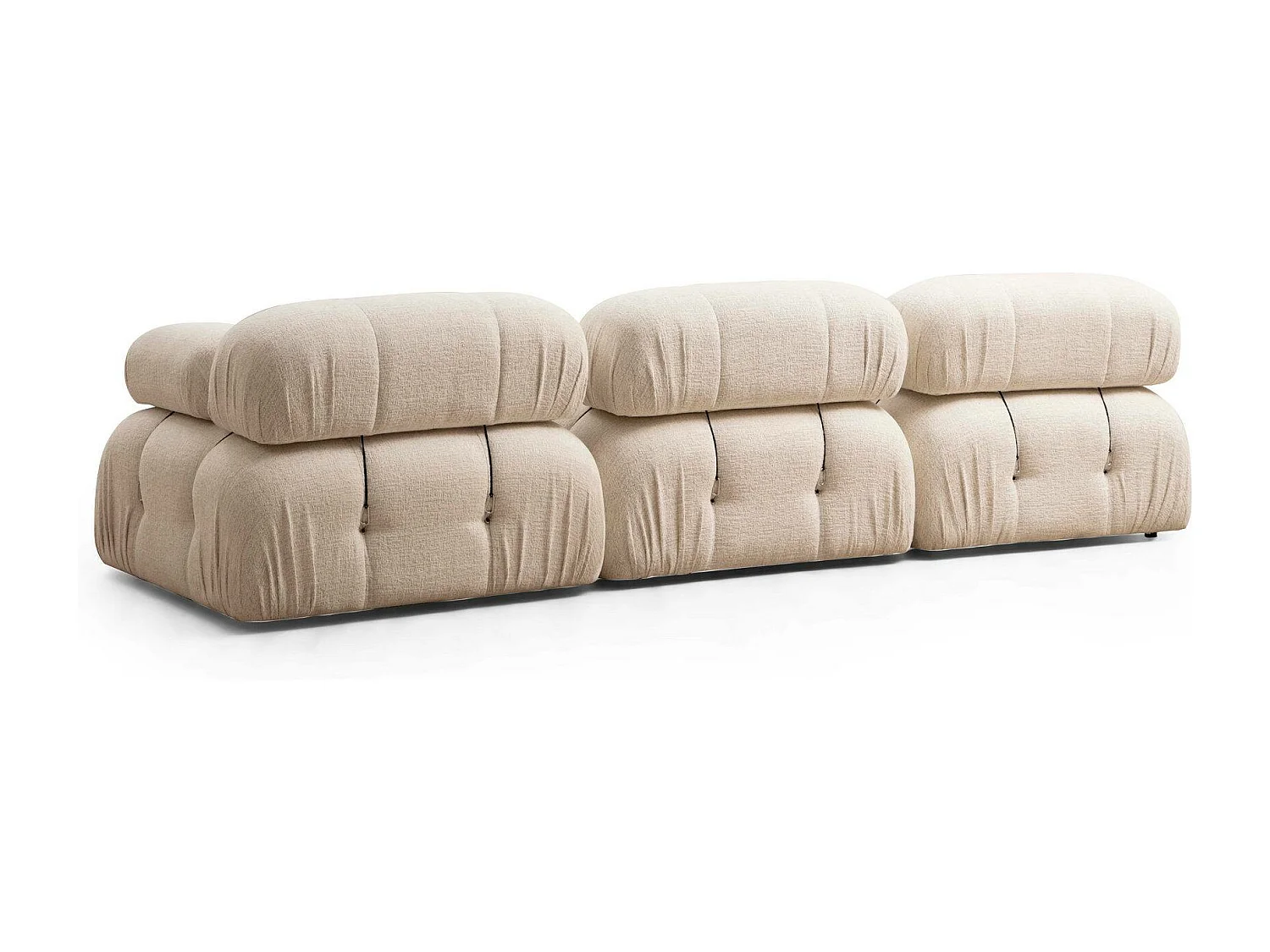 Canapé d'angle modulable velours Bubble-Couleur Crème