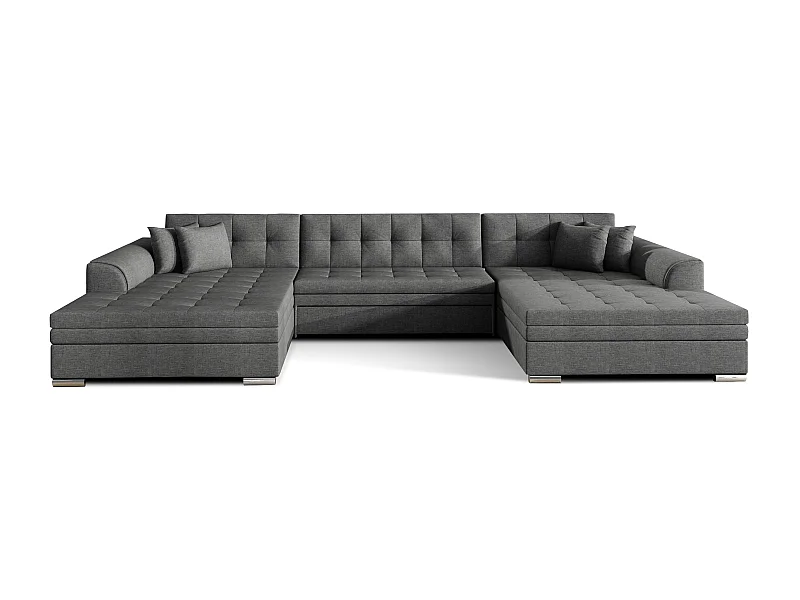 Grand canapé panoramique convertible tissu gris foncé Vira 359cm