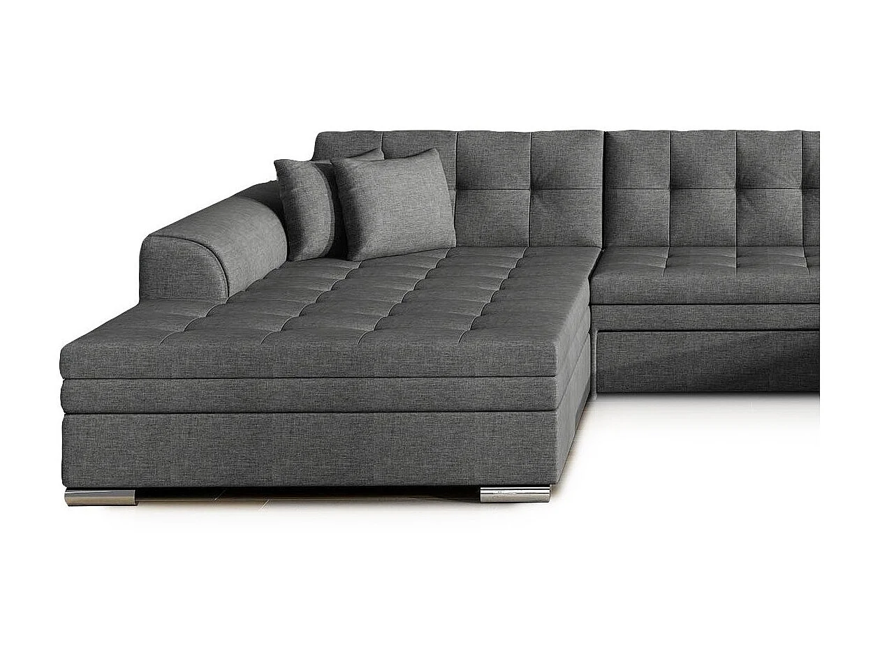 Grand canapé panoramique convertible tissu gris foncé Vira 359cm