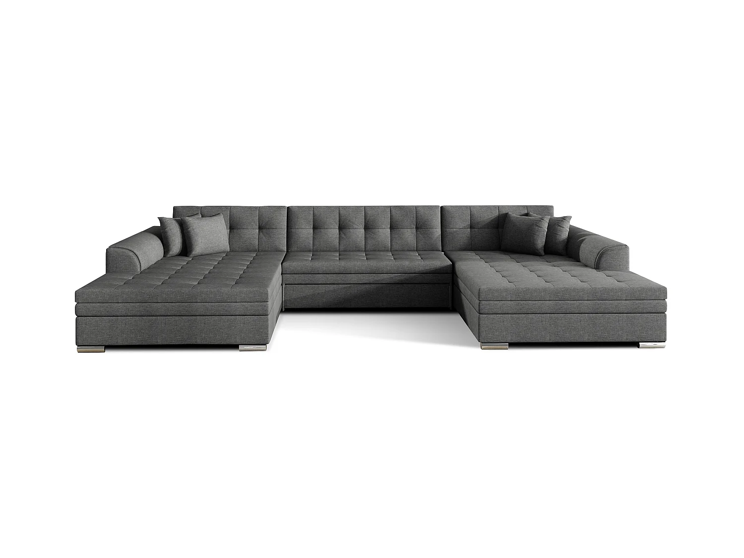 Grand canapé panoramique convertible tissu gris foncé Vira 359cm