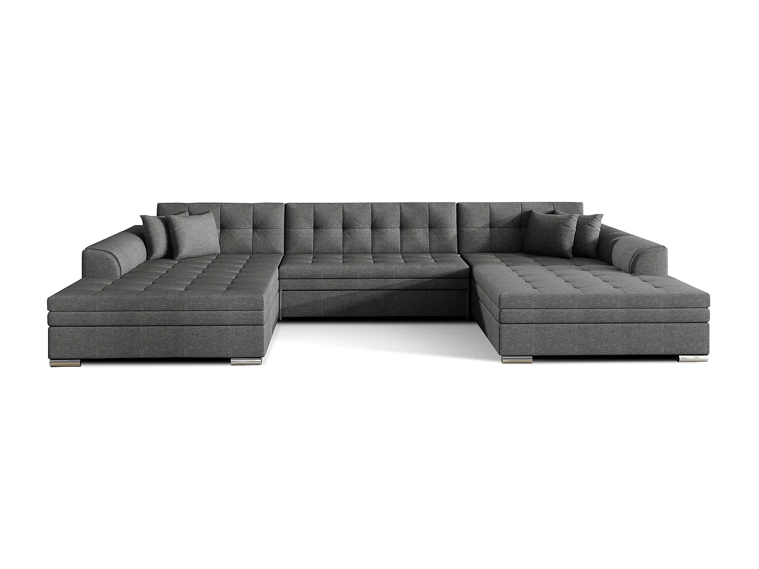 Grand canapé panoramique convertible tissu gris foncé Vira 359cm