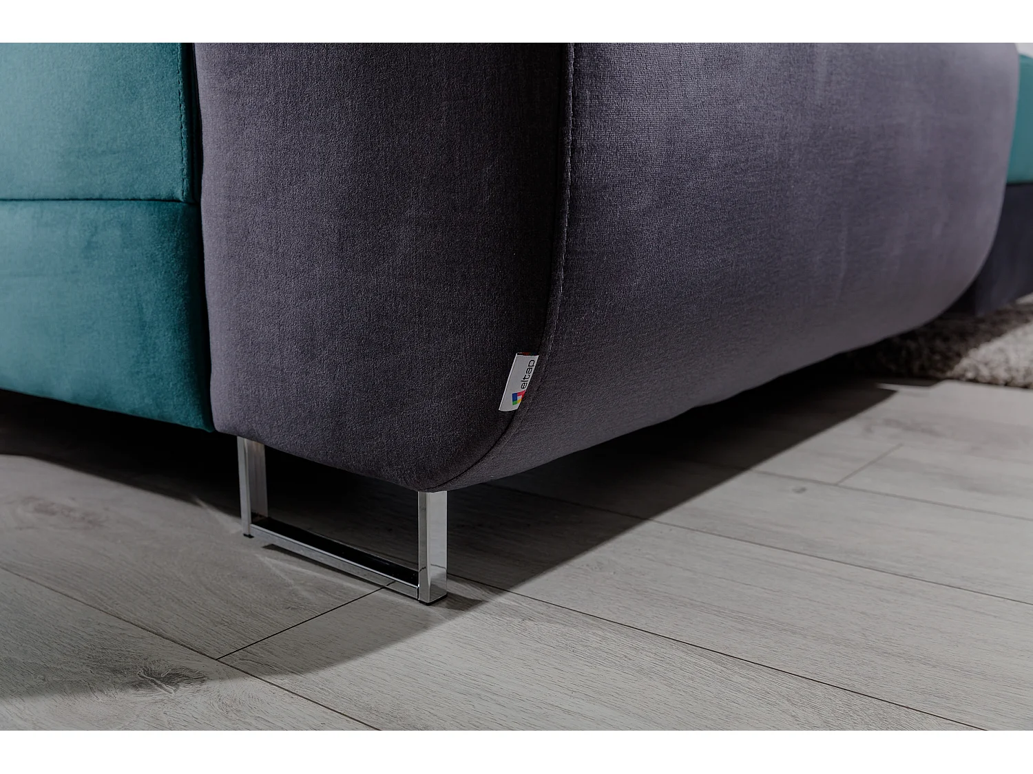 Canapé panoramique velours noir convertible avec coffre de rangement Romano 345cm-Coffre de rangement à gauche