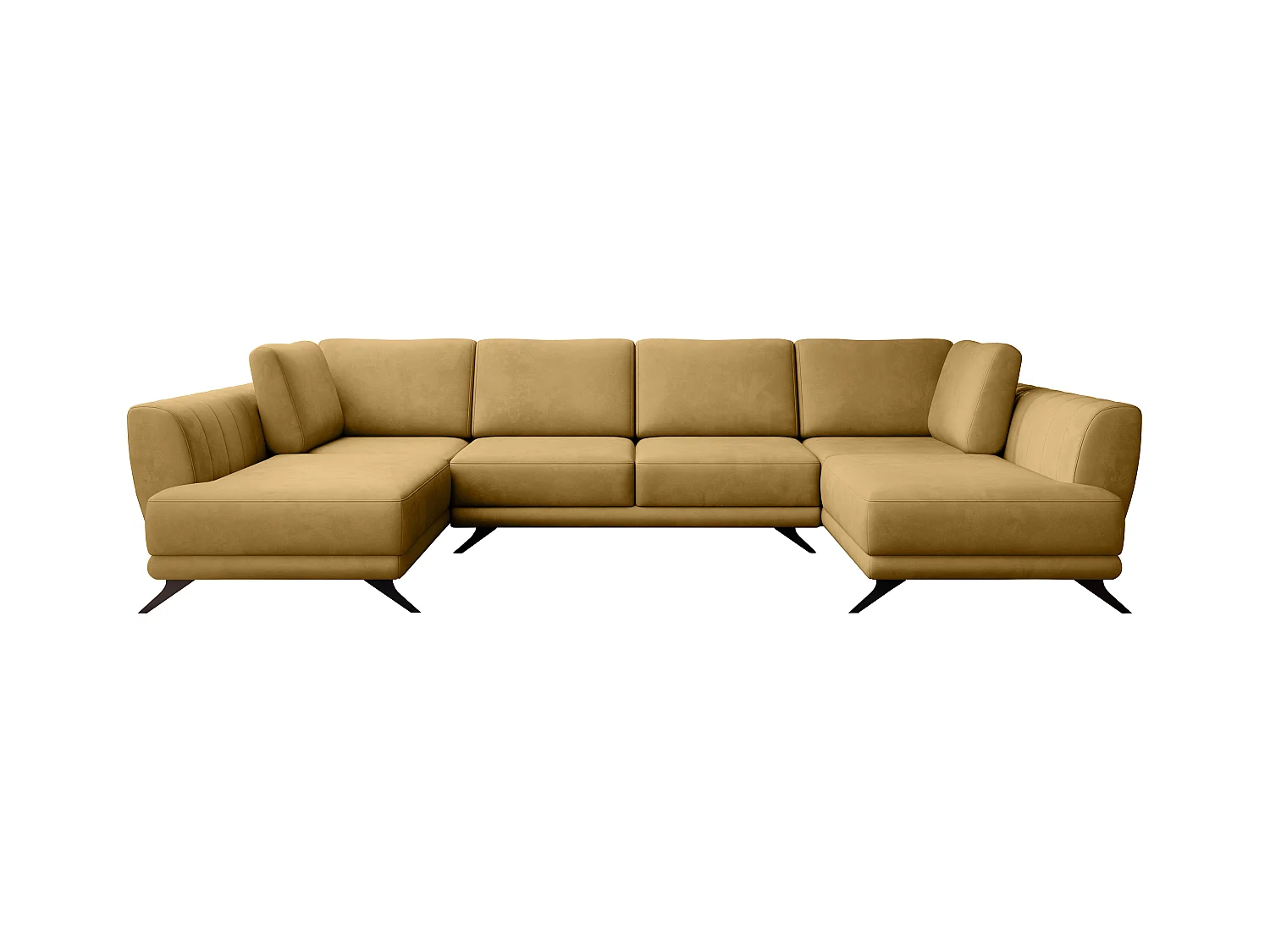 Canapé d'angle panoramique 6 places tissu jaune Largos 362cm