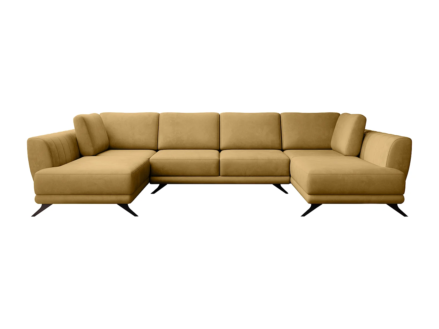 Canapé d'angle panoramique 6 places tissu jaune Largos 362cm