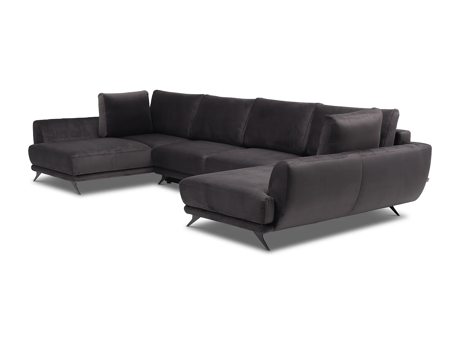 Canapé d'angle panoramique 6 places tissu jaune Largos 362cm