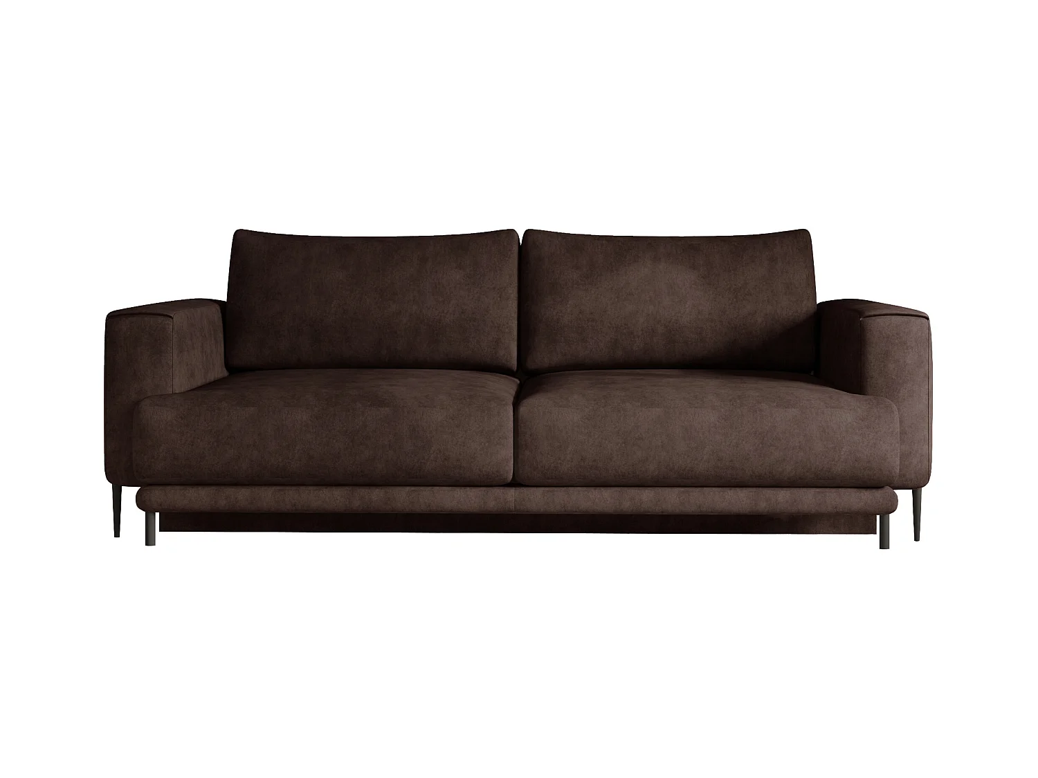 Canapé droit convertible coffre tissu DAVINA - Pieds métal noir-Marron vintage