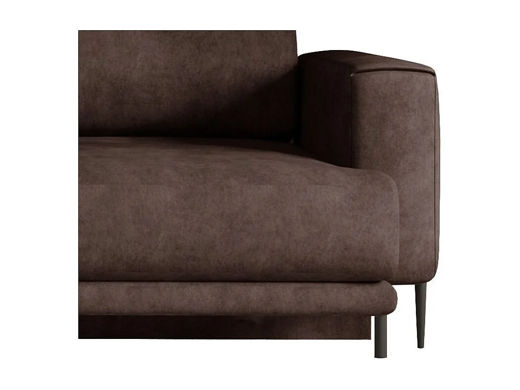 Canapé droit convertible coffre tissu DAVINA - Pieds métal noir-Marron vintage