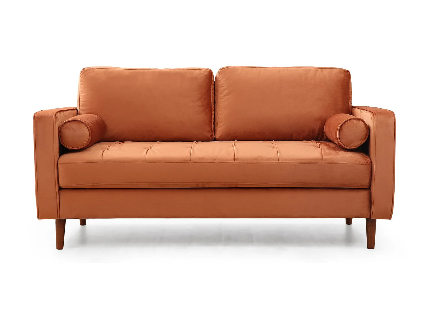 Canapé 2 places velours orange Romuza 175cm