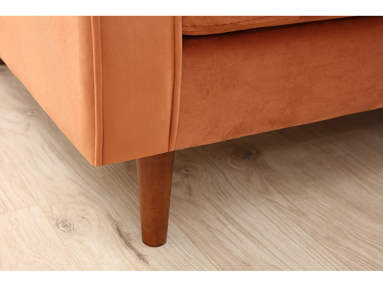 Canapé 2 places velours orange Romuza 175cm