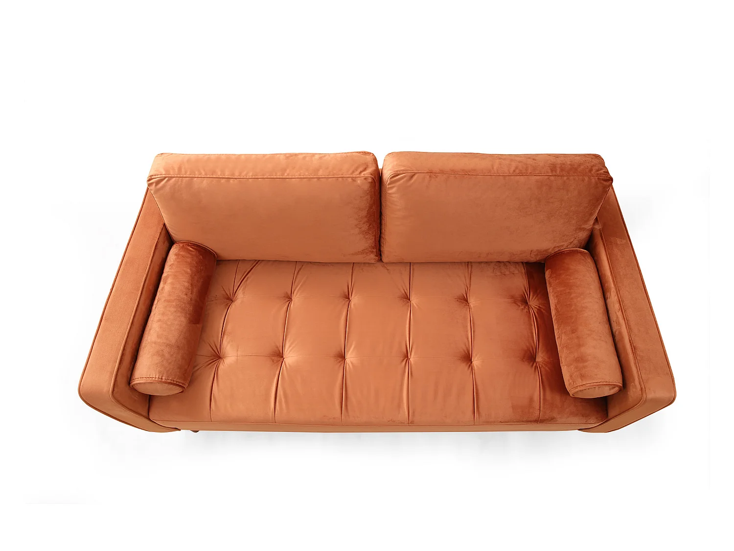 Canapé 2 places velours orange Romuza 175cm