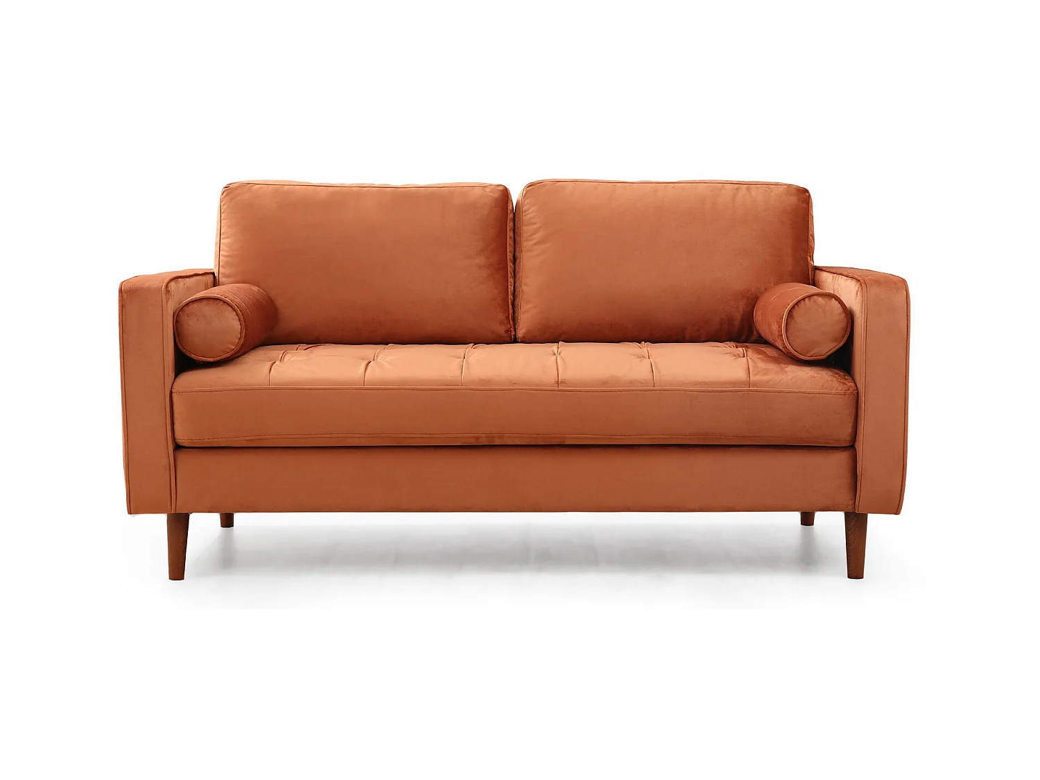 Canapé 2 places velours orange Romuza 175cm