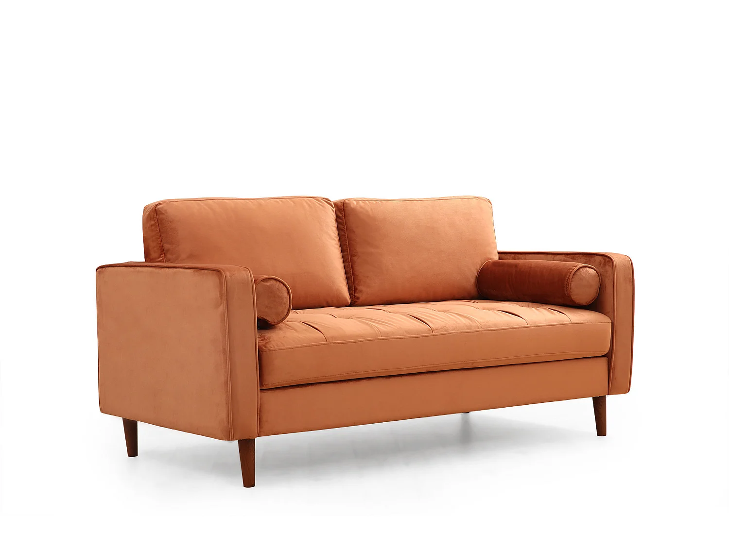 Canapé 2 places velours orange Romuza 175cm