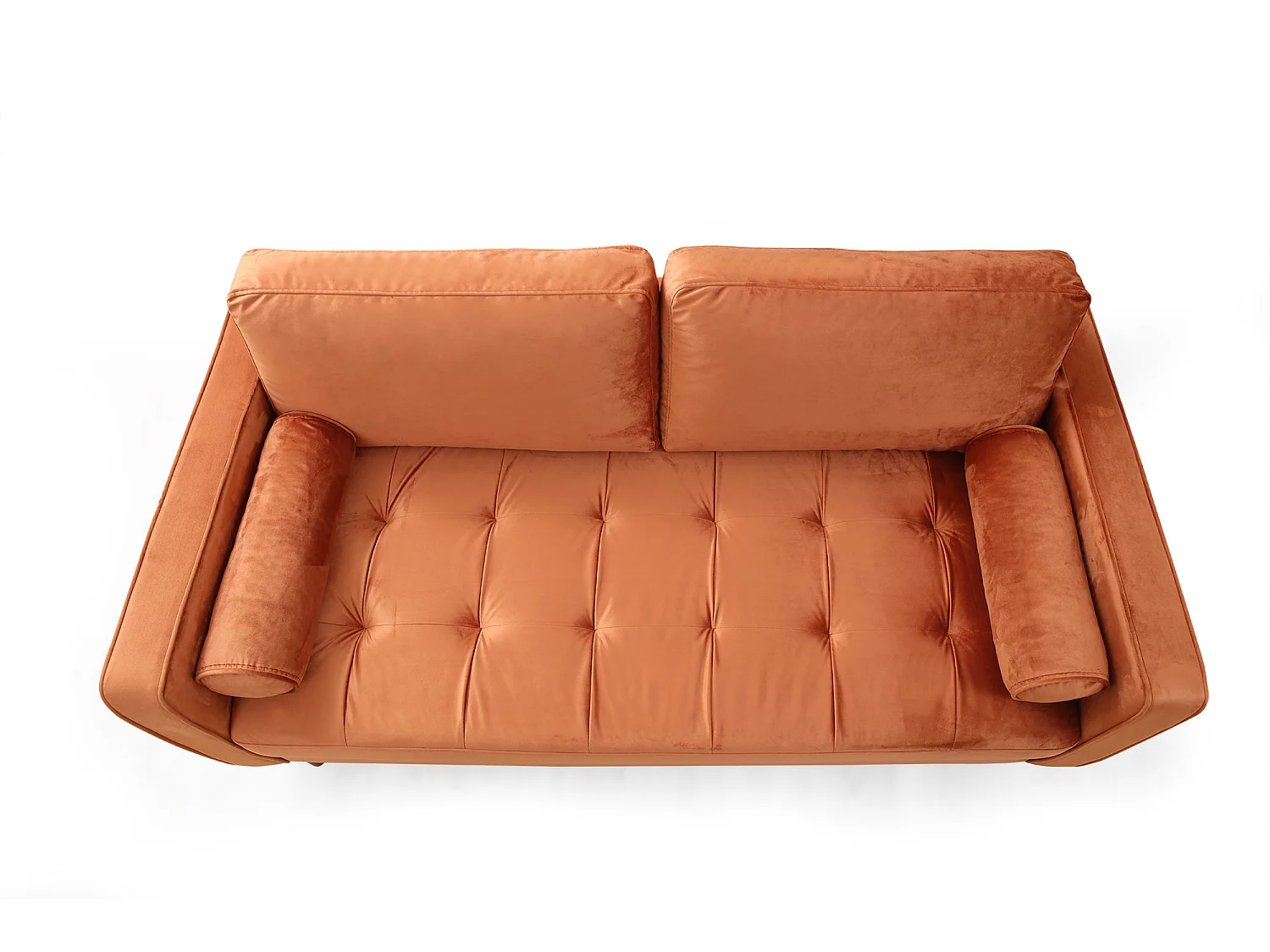 Canapé 2 places velours orange Romuza 175cm