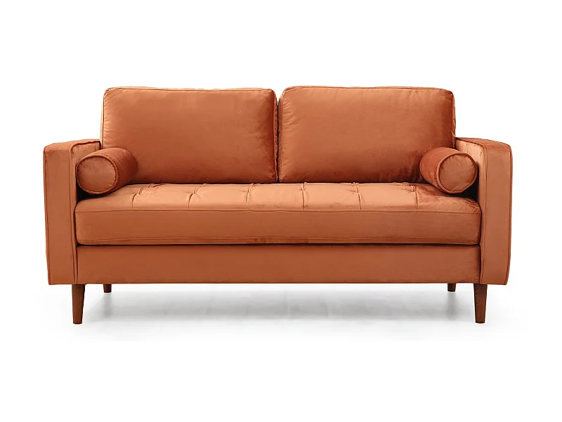 Canapé 2 places velours orange Romuza 175cm