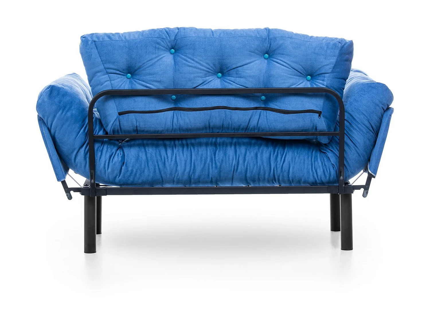 Canapé 2 places transformable en lit tissu bleu Pliaz 155cm