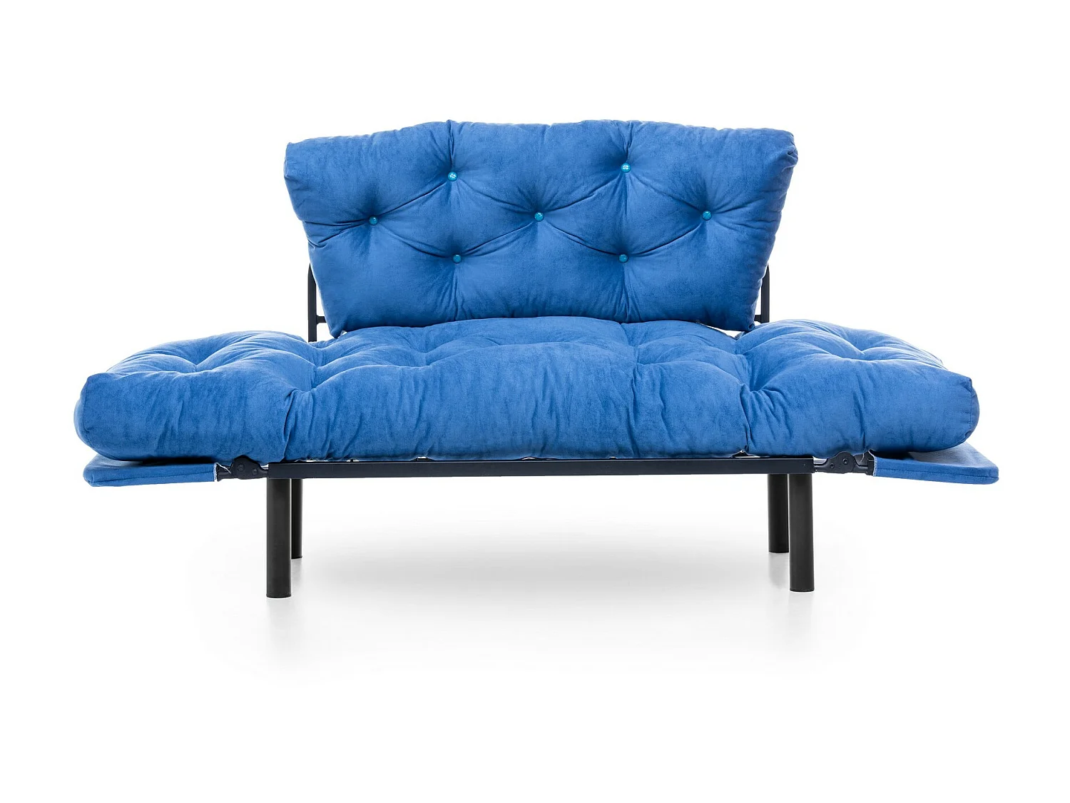 Canapé 2 places transformable en lit tissu bleu Pliaz 155cm