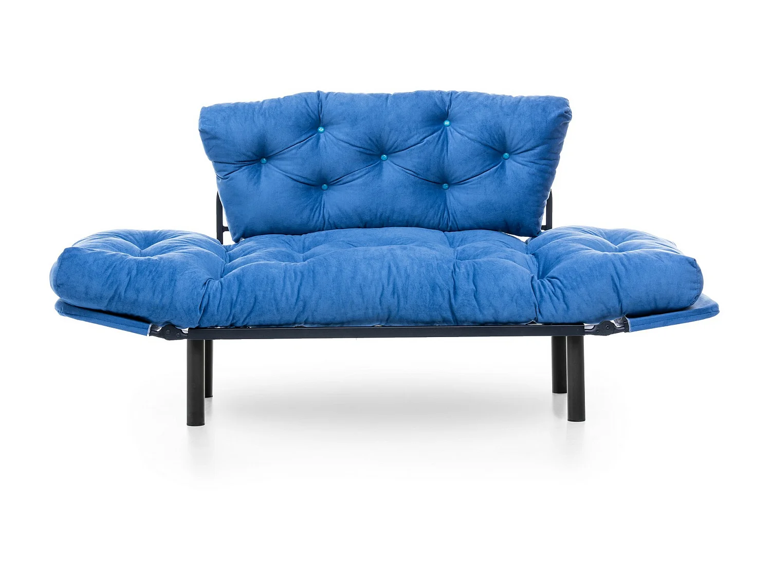 Canapé 2 places transformable en lit tissu bleu Pliaz 155cm